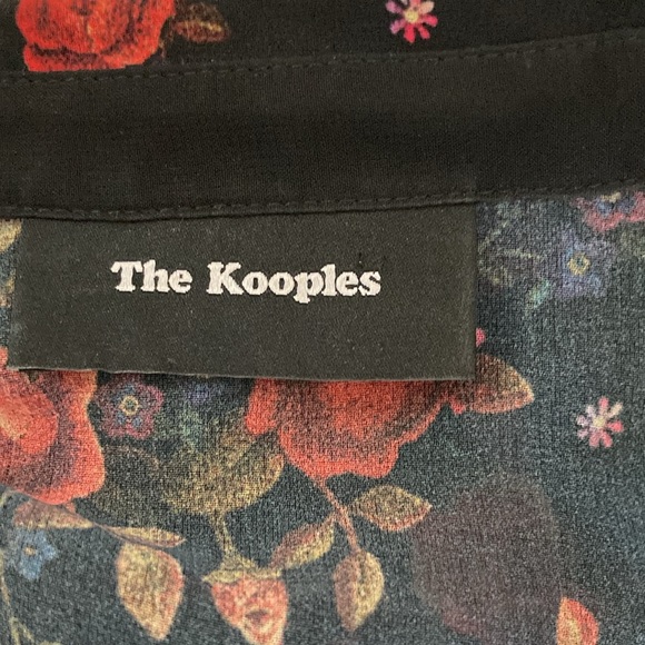 The Kooples Size XXS Romantic Floral Print Black Sheer button front Blouse - Picture 7 of 9